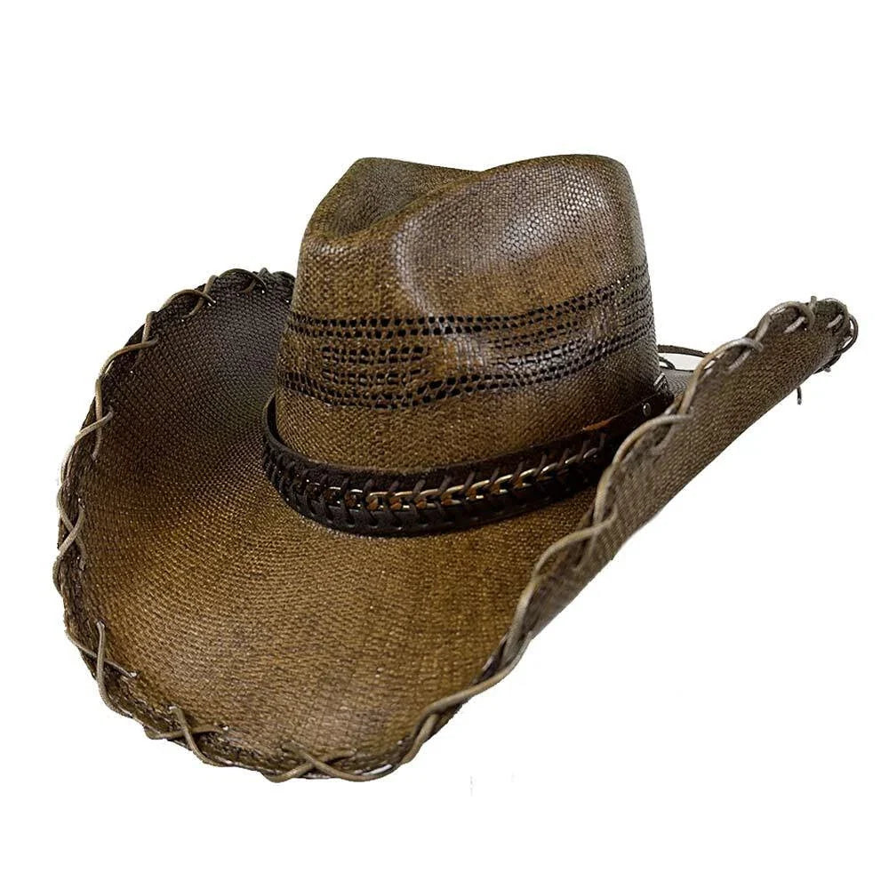 Stampede Hats - Black Stained Cowboy Hat with Chain Hat Band