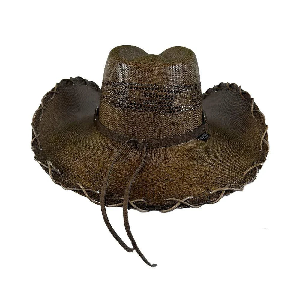 Stampede Hats - Black Stained Cowboy Hat with Chain Hat Band